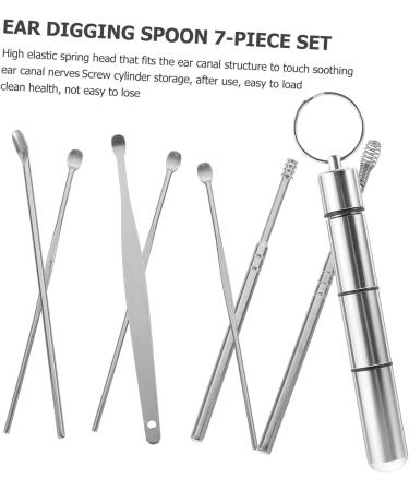 Ear Scoop Scraper Tool Set - 7 Stainless Steel Ear Picks for Ear Cleaning - Rotating Spring Design - Silver (3 Sets) - Buy Online on GoSupps.com