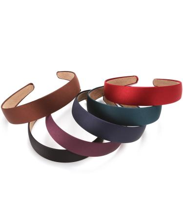 LONEEDY 6 Pack Hard Headbands - 1 Inch Wide Non-Slip Ribbon Hairband for Women, Deep Color Set - Buy Online on GoSupps.com