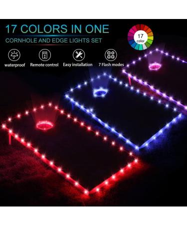 BLINNGO LED Cornhole Ring and Edge Lights - Set of 4 Lights for Standard Cornhole Boards (4ft x 2ft) - 17 Color Options - Buy Online on GoSupps.com