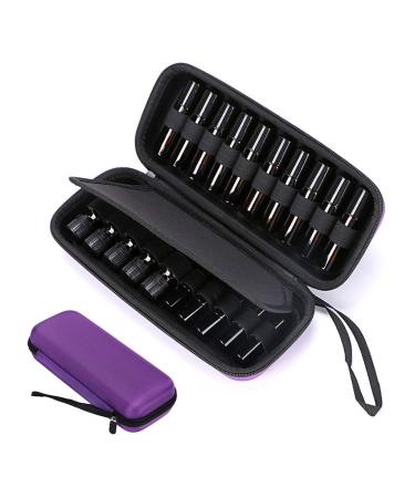 BTSky Eva 20 bottles of essential oil bag for 10 ml 10 ml rolls 5 ml - robust waterproof hard shell essential oil carrier pocket purple (essential oil not included) Violet