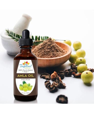 Tropical Holistic 4 oz Amla Oil - 100% Pure & Unrefined Indian Gooseberry Oil - Organic, Non-GMO - For Healthy Beard, Scalp & Split Ends - Buy Online on GoSupps.com