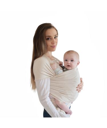 mushie Baby Wrap Carrier | 100% Organic Cotton | Infant Sling for Newborn and Babies 8-35 lbs (Beige Melange) - Buy Online on GoSupps.com
