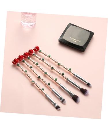 FRCOLOR 5PCS Makeup Brush Set - Cosmetic Brushes with Rose Design | Perfect for Flawless Makeup Application - Buy Online on GoSupps.com