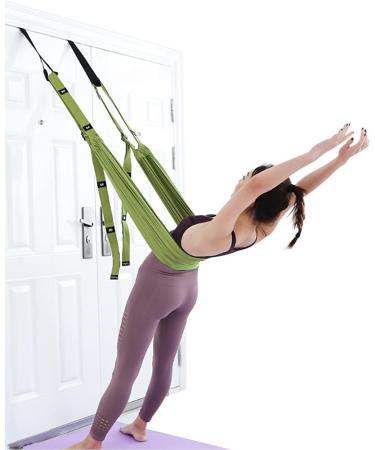 Alomejor Waist-Back-Leg Stretch Belt | Yoga Fitness Band with Door Anchors for Aerial Ballet & Dance | Free Size Light Green - Buy Online on GoSupps.com
