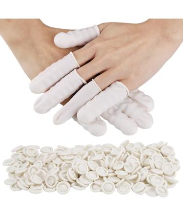 300 Pcs Latex Finger Cots Medium Latex Finger Cots White Disposable Latex Finger Cots Rubber for Injured Finger Cracked Finger Sports(White)
