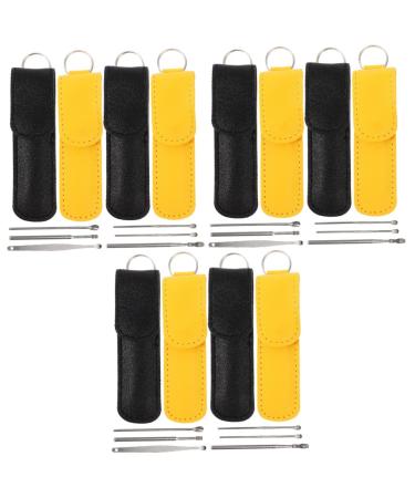 DOITOOL 12 Sets Remover with Cleaner Household Case Earwax Steel Stainless Ear Wear-Resistant Storage Kit Removal Home Travel of Removers Leather Portable Cleaning for Picker Pick Metal Black Yellowx3pcs 10x3x1cmx3pcs