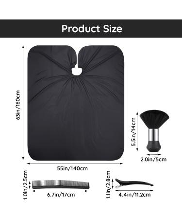 Segbeauty Barber Cape - Professional 55x63 Black Hair Cutting Cape with Adjustable Neck Size & Neck Duster Brush for Stylist - Ideal for Home Use & Salons - Buy Online on GoSupps.com