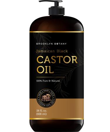 Brooklyn Botany Jamaican Black Castor Oil for Skin  Hair and Face   100% Pure and Natural Body Oil and Hair Oil - Carrier Oil for Essential Oils  Aromatherapy and Massage Oil   28 fl Oz Jamaican Black Castor 28 Fl Oz (Pa...