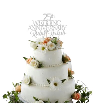 25th Silver Custom Wedding Anniversary with Both Names. Any years any Names Personalised Cake Topper Glitter Card 40th Wedding Anniversary Ruby wedding Anniversary (GLITTER SILVER) - Buy Online on GoSupps.com