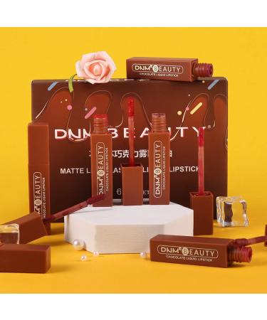 Chocolate Matte Liquid Lipstick Set for Women - Deep Dark Red, 6 Pcs, Long Lasting 24 Hour Stay, Makeup Stain Kit, Labiales Matte Mate Larga Duracion - Set02 - Buy Online on GoSupps.com