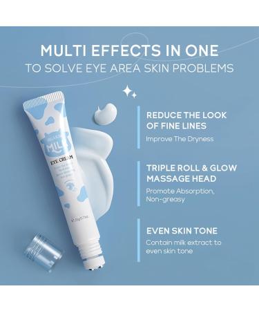 Eye Cream With Milk And Hyaluronic Acid Under Eye Cream For Dark Circles Puffy Eyes Triple Roll & Glow the Skin Around The Eyes Moisturising Anti-Wrinkle Anti-Aging Eye Creams - Buy Online on GoSupps.com