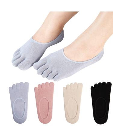Meaiguo Toe Socks No Show Cotton Low Cut Five Finger Socks Athletic for Women A6-multicoloured
