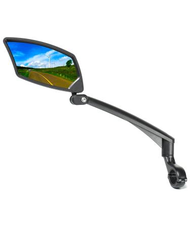 BriskMore Handlebar Bike Mirror, Scratch Resistant Glass Lens, Ajustable And Rotatable Safe Rearview Bicycle Mirror for Left or Right Side A:Silver Lens for Left