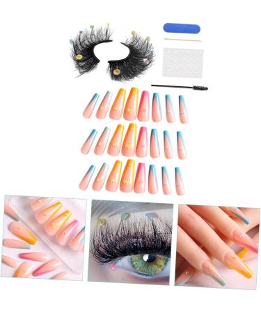 minkissy 1 Set Eyelash Manicure Set Natural False Lashes Pesta as Postizas Fluffy False Lashes Fake Nails Tips Faux Eyelashes Detachable Fake Nails Women False Eyelashes Miss Cross - Buy Online on GoSupps.com