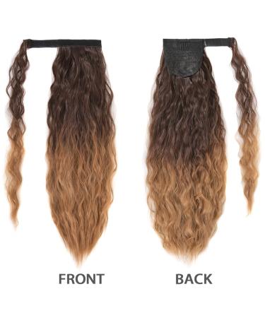 22 Inch Corn Wave Ponytail Extension - Clip-In Wavy Curly Heat Resistant Hairpiece (Brown to Blonde #6T27) - Buy Online on GoSupps.com