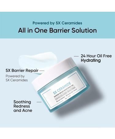 Barrier Repair Cream | Anti-Aging Moisturizer with Hyaluronic Acid & 5x Ceramides | Oil-Free Hydrating Gel for Redness & Acne Relief - Buy Online on GoSupps.com