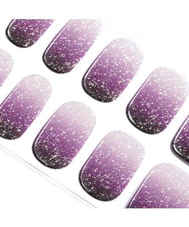 Danni & Toni Half-hardened gel nail films (Ursula) violet color gradient silver glitter glossy uv gel nail foil nail design nail foil self-adhesive wraps 28 sticker Ursula-de - Buy Online on GoSupps.com