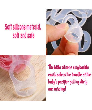 10 Pack Baby Silicone Ring Pacifier Holder - Transparent Adapter & Clip for Infant Pacifiers - Buy Online on GoSupps.com