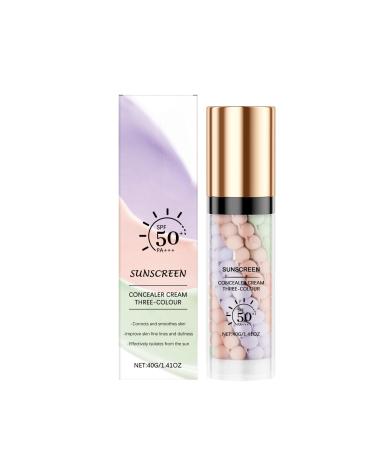 3 Color Sunscreen Concealer Cream 1.41oz - Broad Spectrum SPF Tinted Moisturizer with Lauric Extract & Glycerin Weightless Daily Protection for Even Skin Tone & Natural Radiance