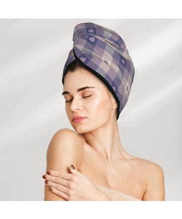 Hair Towel Wrap - Quick Drying Hair Turban with Button | Heart Check Plaid | Perfect for International Shipping - Buy Online on GoSupps.com
