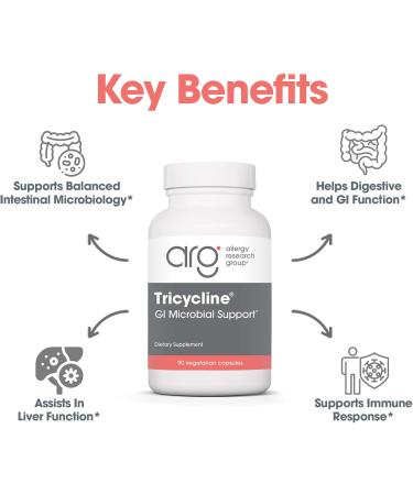 Allergy Research Group Tricycline - GI Balancers Gut Health Berberine Sulfate Artemisinin Citrus Seed Extract Black Walnut Hulls Gluten Free Vegetarian Capsules - 90 Count - Buy Online on GoSupps.com