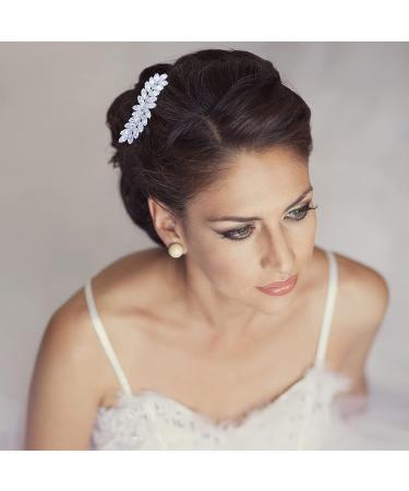 WHAVEL 2PCS Crystal Hair Barrettes - Rhinestone Leaf French Barrette Set for Wedding, Bride, Bridesmaid - B. Rose Gold/Silver - Buy Online on GoSupps.com