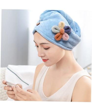 MERRYHAPY Coral Fleece Dry Hair Hat - Quick-Dry Shower Cap & Head Scarf for Women | Soft Turban | 63X25CM Blue Bath Towel - Buy Online on GoSupps.com