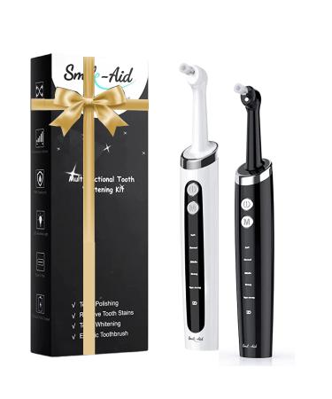 Tooth Polisher Tooth Whitening Kit for Teeth Whitening and Daily Care Cleaning 2 Pcs White and Black