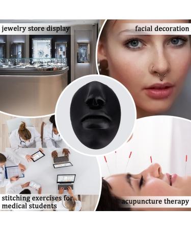 OLYCRAFT Black Silicone Nose Mouth Model - Flexible Rubber Display for Piercing Jewelry Practice & Teaching Instructions - Acrylic Stand Included - Buy Online on GoSupps.com