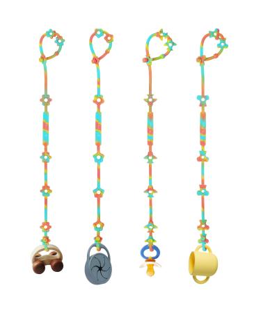 Baby toys pacifier chain silicone cup catcher 4 pieces of seat belts for toys drinking cup holder straps for strollers Hochstuhl Krippen Autositz BPA-free pram chain toy accessories color 2