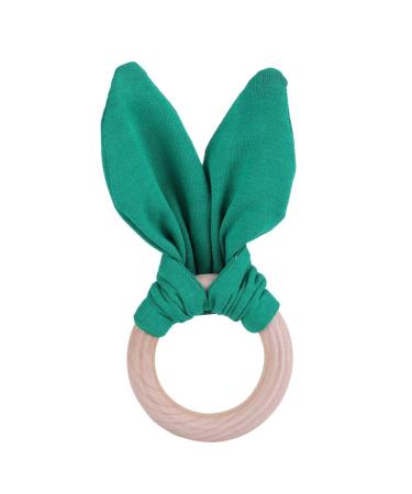 Delightful Bunny Ears Infant Wood Bite Ring - Safe Natural Tooth Training & Sensory Toy for Babies (Green) | Perfect Gift - Buy Online on GoSupps.com