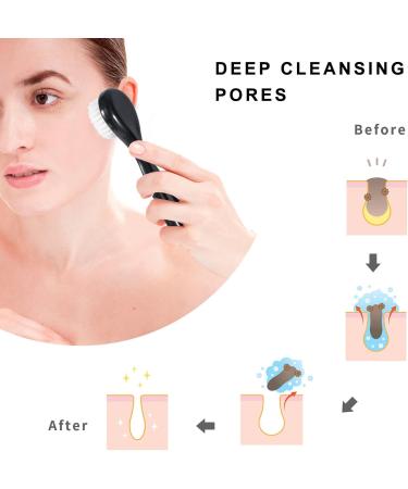 4 Pack Soft Bristle Facial Cleansing Brush with Lid - Gentle Exfoliating and Massage - Black - Buy Online on GoSupps.com