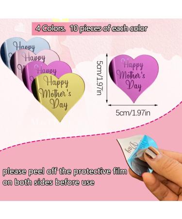 Mothers Day Cupcake Toppers 40Pcs Happy Mothers Day Cake Topper Acrylic Cake Disc Heart Shape Mirror Cake Toppers Gold Siver Toppers For Mothers Day Decorations (Heart) - Buy Online on GoSupps.com