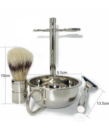 HRTC Men's 5-in-1 Shaving Set - Wild Boar Beard Brush Safety Razor Double-Sided Mirror & Soap Bowl Stand - Premium Grooming Essentials - Buy Online on GoSupps.com