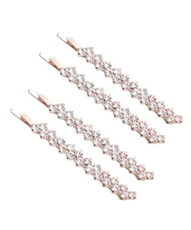 FRCOLOR 2 Pairs Rhinestone Bobby Pin Bling Crystal Metal Hair Clips Sparkly Hairpins Hair Accessories for Lady Women Girls Rose Gold
