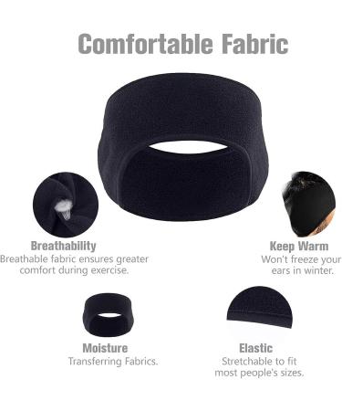KUTOLAKI Ear Warmers Headband 2 Pack - Fleece Earbands for Running, Hiking, Riding - Moisture Wicking, Stay Warm - Black & Gray - Buy Online on GoSupps.com
