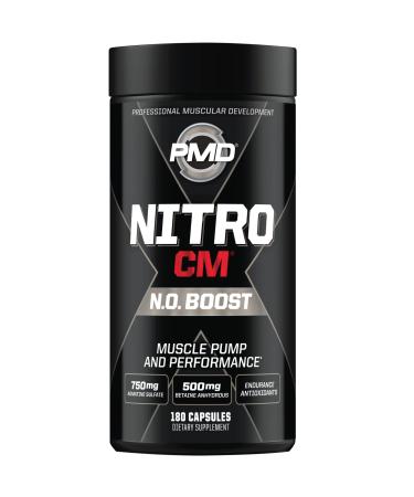 PMD Sports Nitro CM Nitric Oxide with Agmatine Pre Workout Supplement - Muscle Growth and Muscle Pump with L Arginine - Endurance Boost for Hardcore Training and Bodybuilding Preworkout (180 Capsules) 180 Count (Pack of 1)