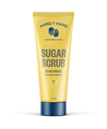 Hand in Hand Sugar Scrub, Gentle Exfoliation For All Skin Types, 9 Ounce, Fresh Coconut & Mango Leaf, Island Mimosa Scent, Single Island Mimosa 9 Ounce (Pack of 1)