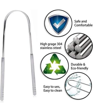 Steel Tongue Cleaner for Adults - Remove Plaque, Bad Breath & Restore Hygiene - Buy Online on GoSupps.com