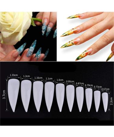 600 Long Stiletto Nail Tips - White Artificial Fingernails for DIY Nail Art & Nail Studios | Hot Tip Nails #1 #4 - Buy Online on GoSupps.com