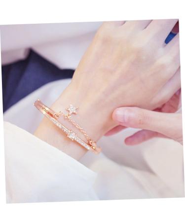 Mobestech 3pcs Moon Bracelet Star Cuff Bracelet Rose Gold Bracelet Women Bracelets Crystal Pendants Star Hand Jewelry Crystal Bracelets Sun Retro Chain Bracelet Gem Miss Silver Bracelet Rose Goldx3pcs 19.5*1.2cmx3pcs - Buy Online on GoSupps.com