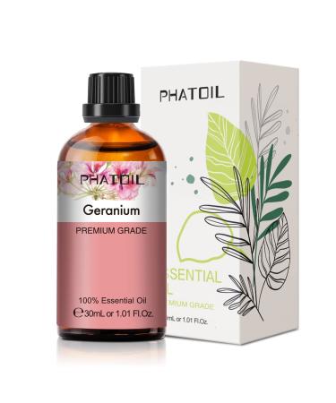 PHATOIL Geranium Essential Oil 30ML Premium Grade Pure Essential Oils for Diffusers for Home Perfect for Aromatherapy Diffuser Humidifier Candle Making Geranium 30.00 ml (Pack of 1)