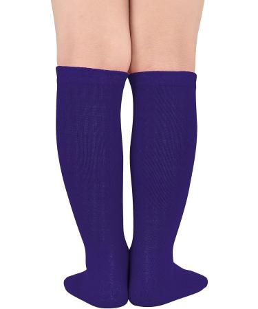 Komorebi Kids Toddler Soccer Knee High Tube Socks - Three Stripes Cotton Uniform Sports Stocking - Pure Purple - Buy Online on GoSupps.com