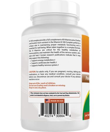Best Naturals Vitamin B Complex with Inositol PABA 240 Tablets - Made in The USA - Non-GMO & Gluten Free - Buy Online on GoSupps.com