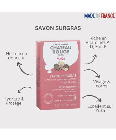 Laboratoire Ch teau Rouge LABORATOIRE CH TEAU ROUGE - Baby Superfat Soap - Bread 150 g - Organic Olive Oil & Shea Butter - Cleans Moisturizes & Protects - Hypoallergenic - Natural Soap - Made in France - Buy Online on GoSupps.com