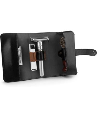 QSHAVE Double Edge Safety Razor Closing Buckle Travel Case with Compartment for Shaving Brush Blades and Nail Clipper Black (Case Only) - Buy Online on GoSupps.com