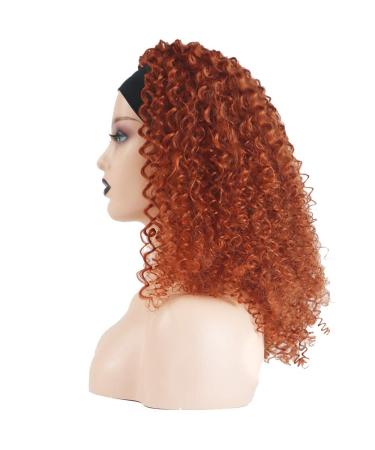 Ginger Orange Short Curly Headband Wig for Black Women - 12 Inch 350# Afro Curly No Lace Front Wig - Heat Resistant Fiber Hair Cosplay Wig - Buy Online on GoSupps.com