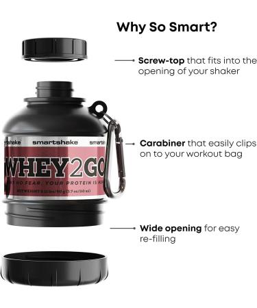 Smartshake WHEY2GO Funnel 110 ml (Pack of 1) - Black | Premium Protein Shaker for Smooth Mixing & Easy Use - International Shipping Available - Buy Online on GoSupps.com