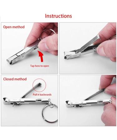 Stainless Steel Ultra-Thin Foldable Hand Toe Nail Clippers Cutter with Keychain Cutter Trimmer Silver Tool Key RingDeft Processed - Buy Online on GoSupps.com