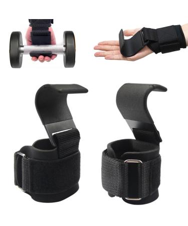 JORTMRD 2 pieces of train aids with hooks for strength training pull -up help wrist weight lifting hooks Fast grip train aids lifting hook gym for men women fitness bodybuilding joint protection (black)